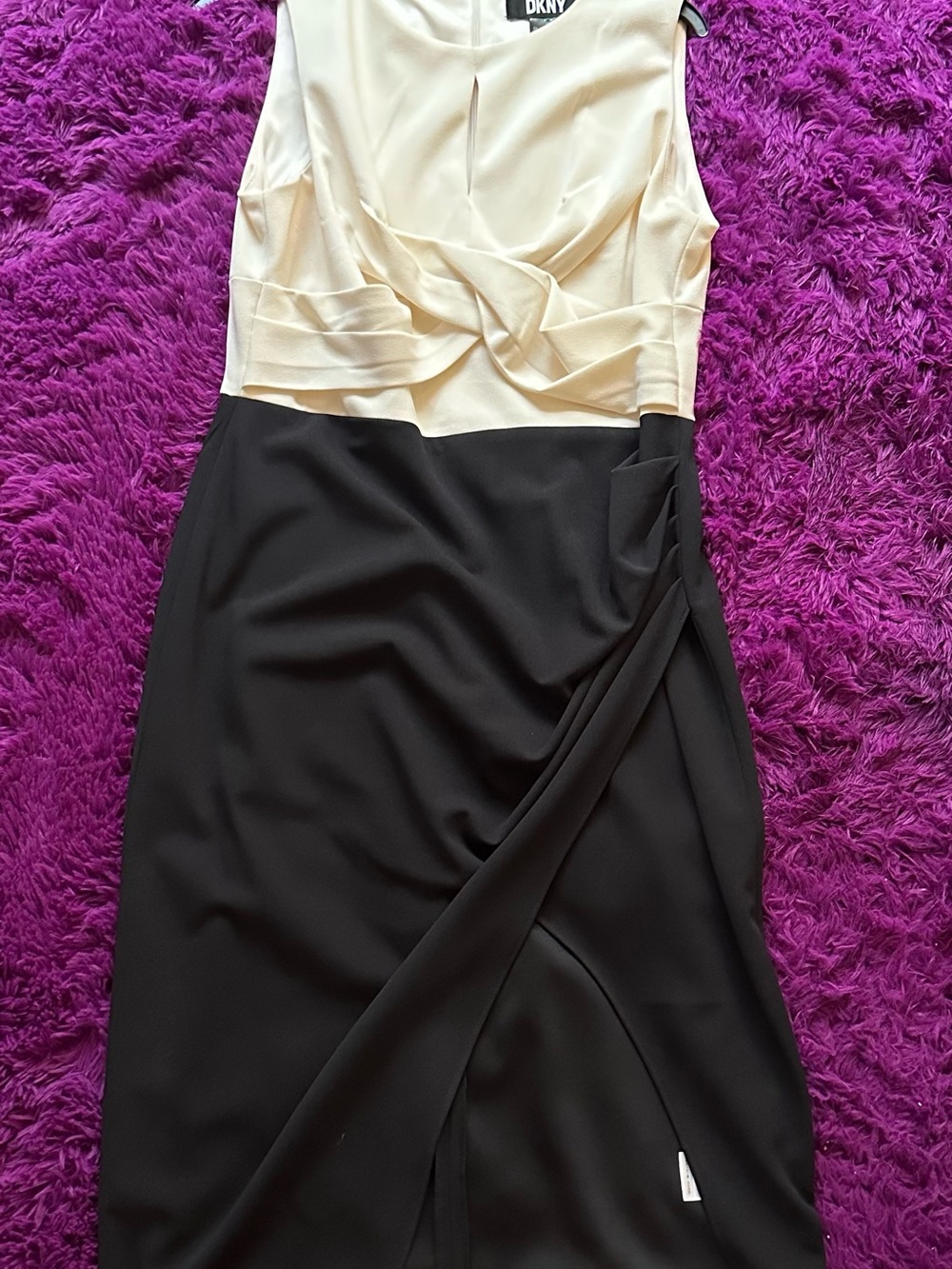 Dkny Ivory and Black Draped Sheath Dress **HAS ONLY BEEN WORN ONCE**